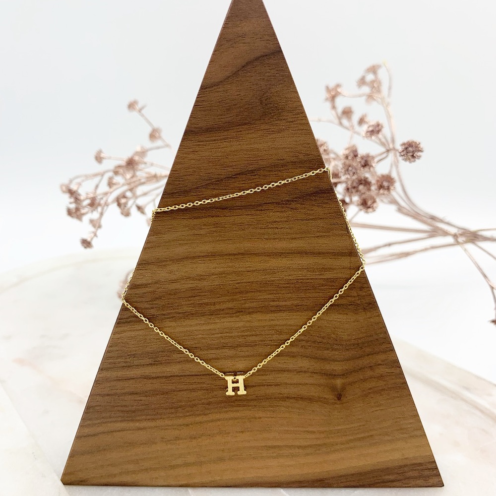 'H' Initial Small Necklace Gold